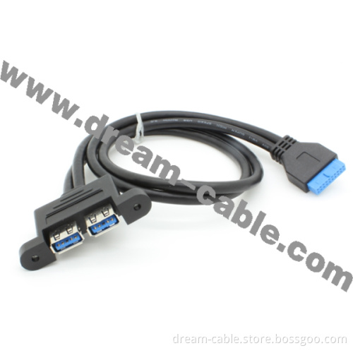 Motherboard 20pin to USB 3.0 Adapter with 2 Port a Female